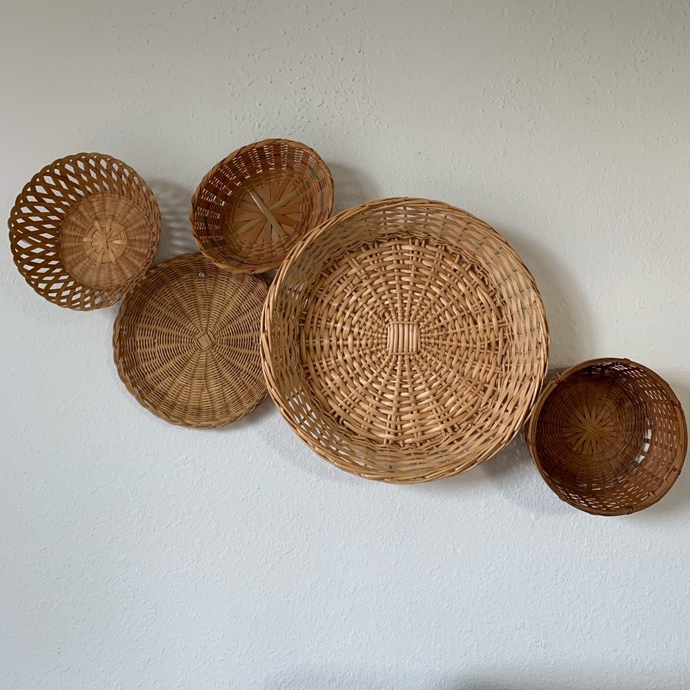 Vintage wall basket set (5) - Bohemian wall basket